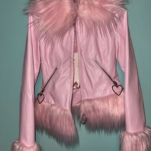 Sugar Thrilz faux leather, fur pink jacket